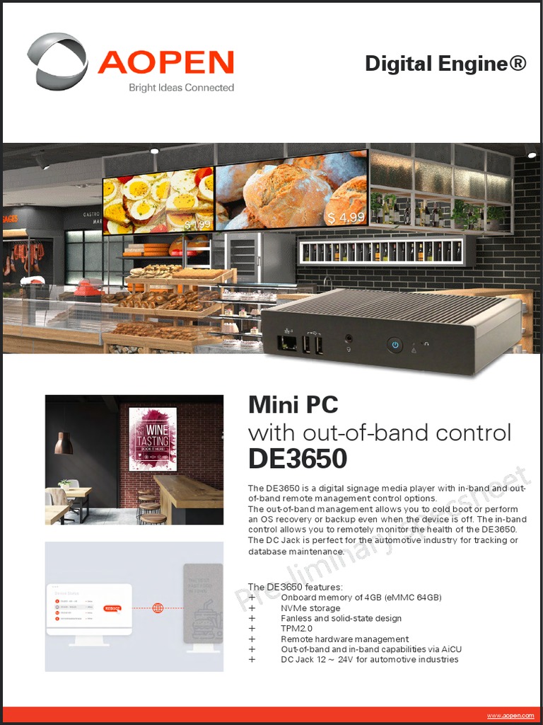 Preliminary Specsheet DE3650 | PDF | Usb | Computer Science