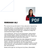 Rimshah Ali: 'M A Twenty-One-Year-Old Student in Tetovo, Macedonia. Originally From Chitral KPK, Pakistan