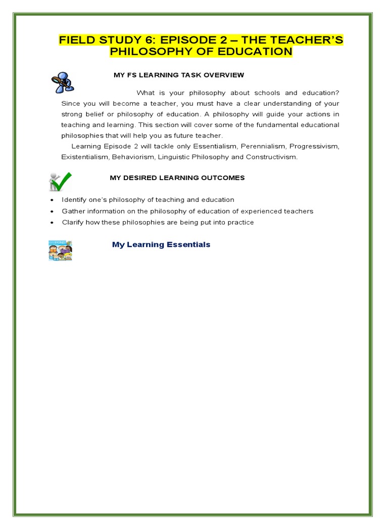 Field Study 6 Episode 2 | PDF | Philosophy Of Education | Learning