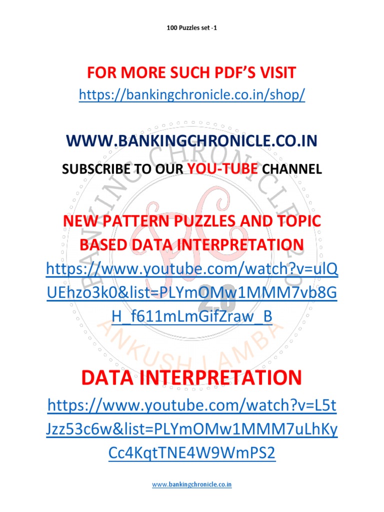 Ankush Lamba 1000+ Puzzles PDF