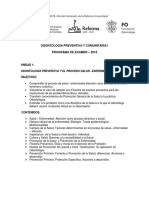 Odontologia Preventiva y Comunitaria I Programa de Examen 2018