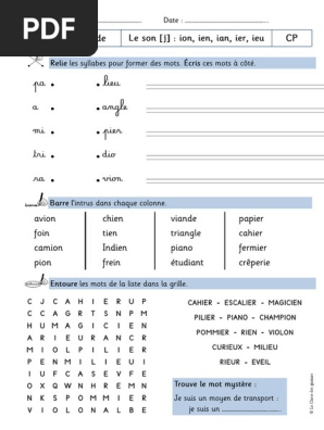 Sons Ion Ien Ian Ier Ieu Fiche Pdf