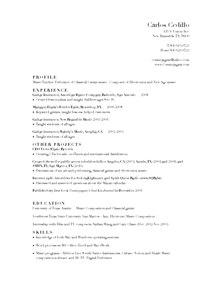Music Teacher & Composer Profile | PDF