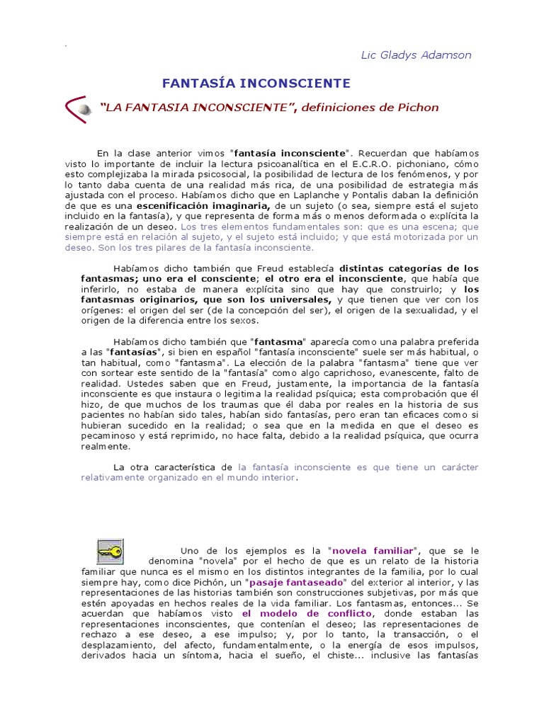 FANTASIA INCONSCIENTE II - G. Adamson | PDF | Psicoanálisis | Mente ...