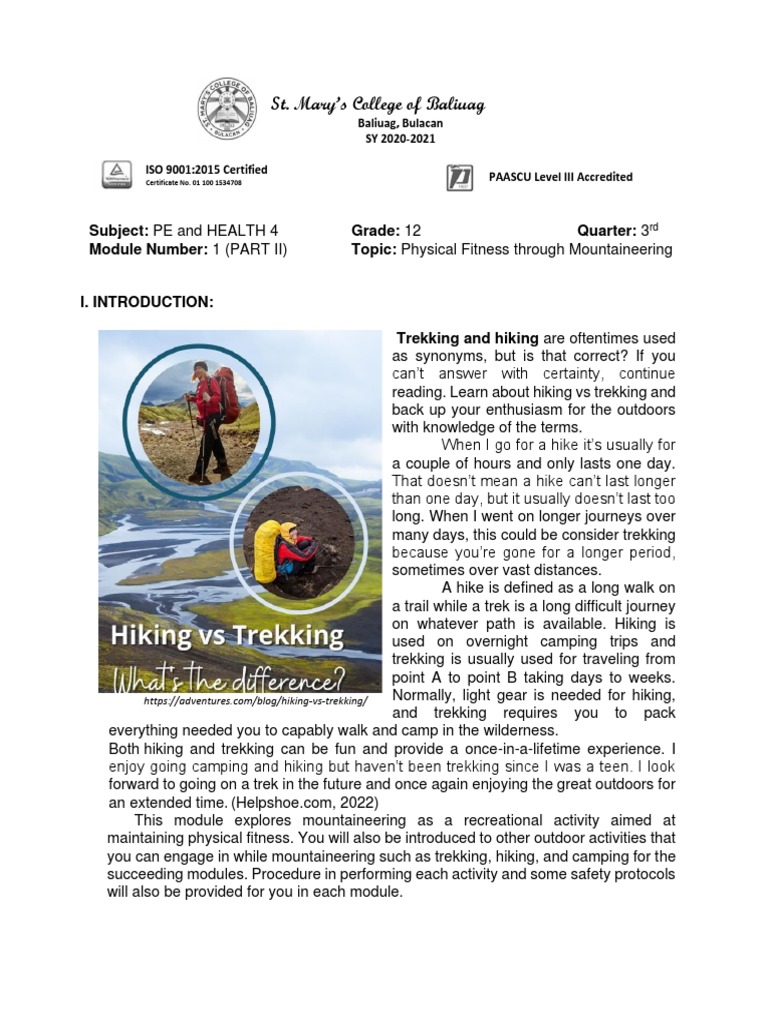 Hiking vs. Trekking: Key Differences | PDF | Hiking | Backpack
