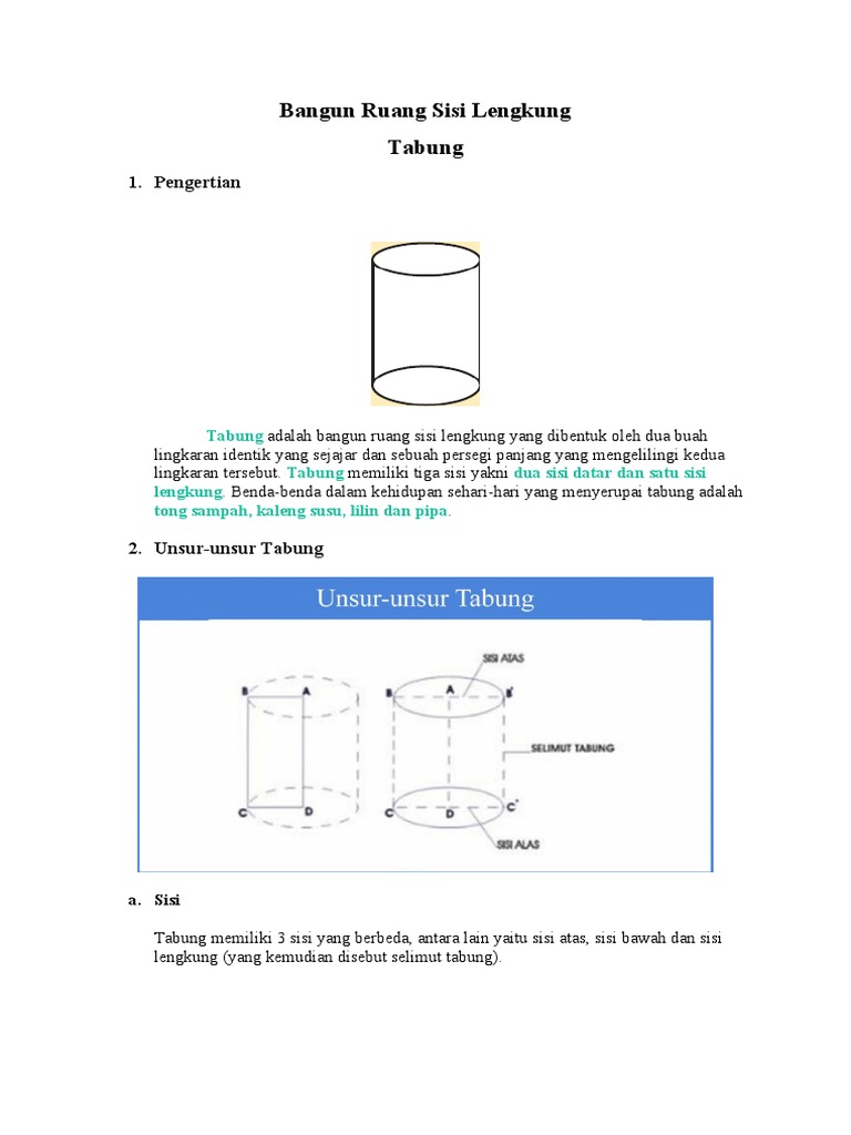 Unsur dan Rumus Tabung Sisi Lengkung | PDF | Metode & Bahan Ajar ...