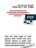 Batas Pambansa Bilang 232: An Act Providing For The Establishment and Maintenance of An Integrated System of Education