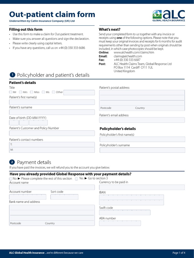 Out-Patient Claim Form , Out-Patient Claim Form: To Be Filled by The ...