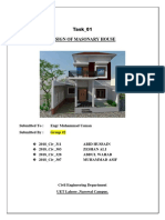Task - 01 Design of Masonary House: Submitted To: Engr Muhammad Usman Submitted By: Group #2