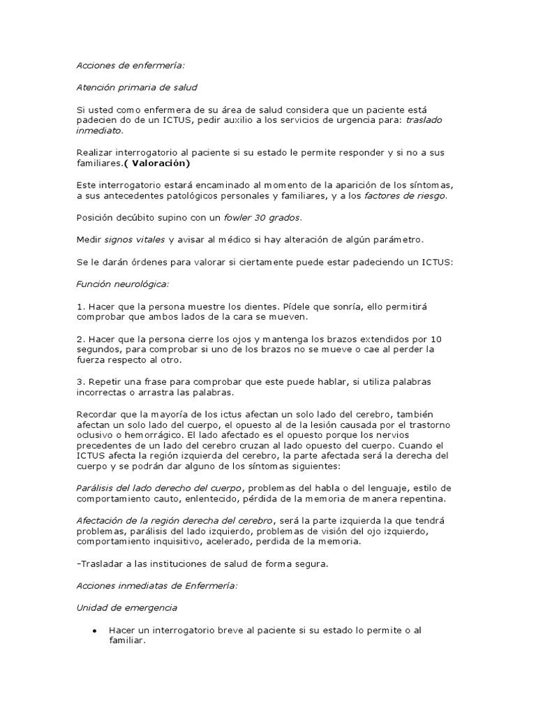 Acciones de enfermer a cerebrovascular pdf carrera enfermer a