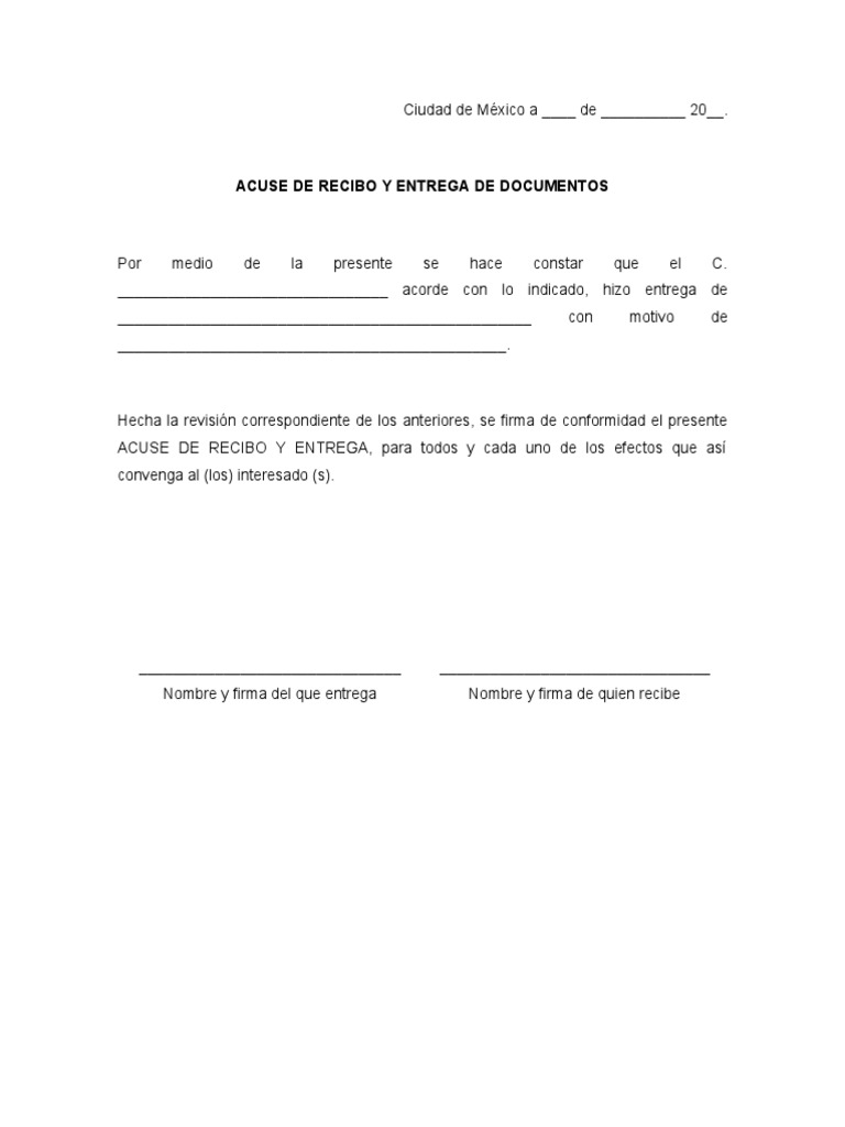 Acuse de Recibo y Entrega de Documentos | PDF