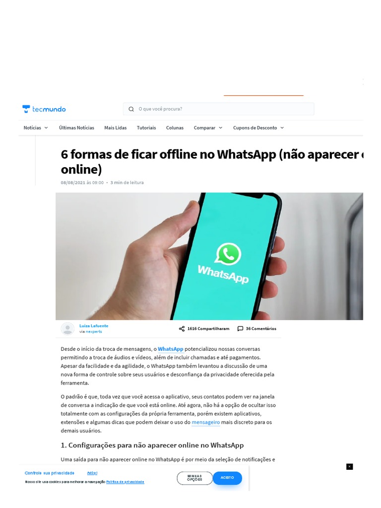 2 - 6 Formas de Ficar Offline No WhatsApp (Não Aparecer o Online ...
