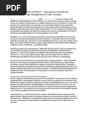 IV Glutathione Therapy Consent Form | PDF | Intravenous Therapy