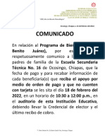 COMUNICADO DE BECAS BENITO JUAREZ DE LA ESC - SEC.TEC. No. 16