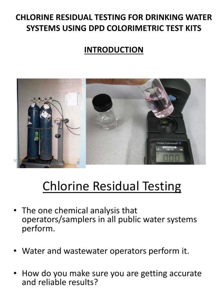 Chlorine Residual Testing For Drinking Water Systems Using DPD Colorimetric Test Kits PDF