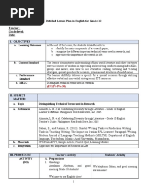 Sample Lesson Plan