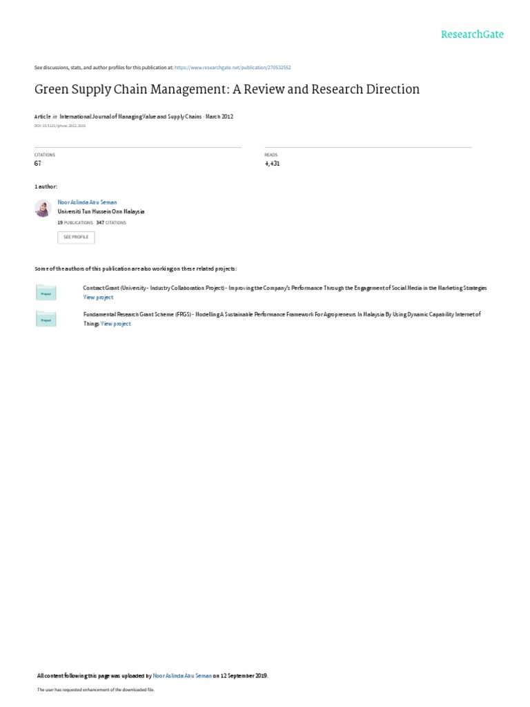 Green Supply Chain Insights | PDF | Supply Chain Management ...