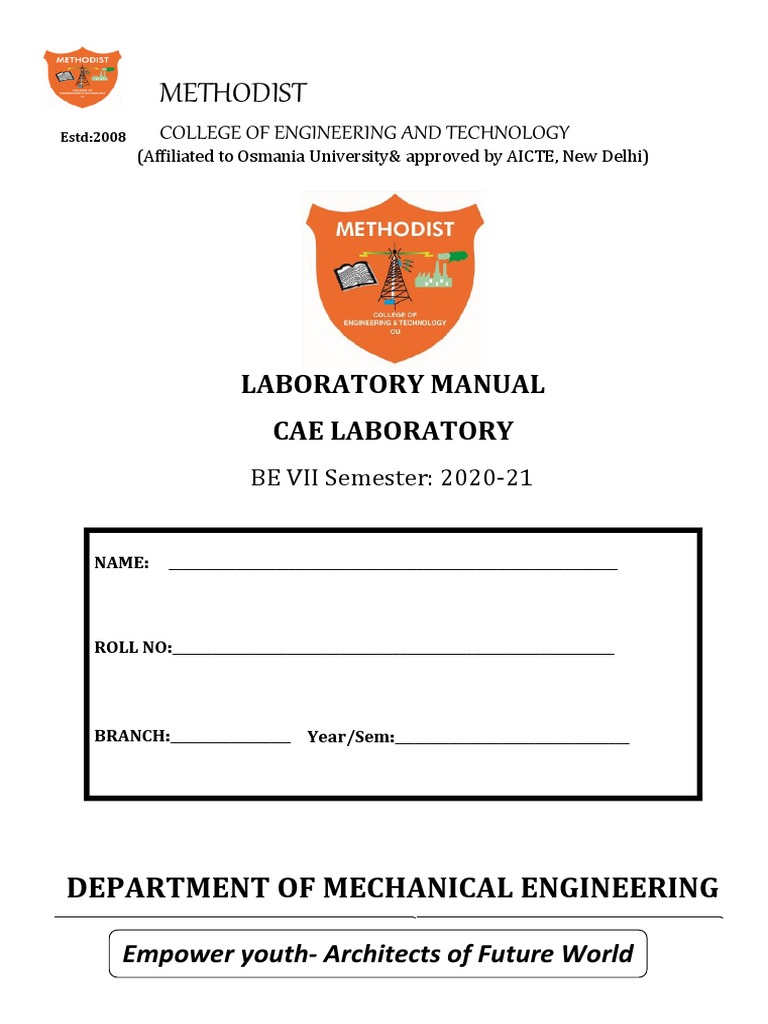 CAE Laboratory Manual for Students | PDF | Mechanical Engineering ...