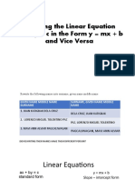 Rewriting The Linear Equation Ax + by C in The Form y MX + B and Vice Versa
