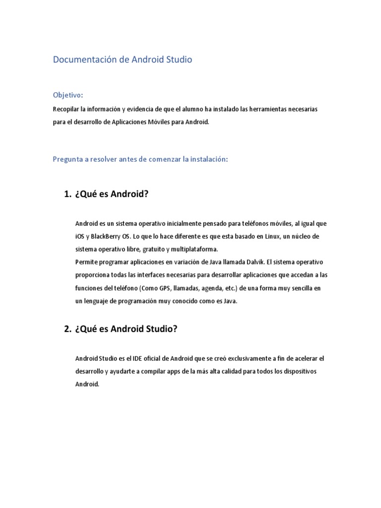 Guía de Instalación de Android Studio | PDF | Android (sistema ...