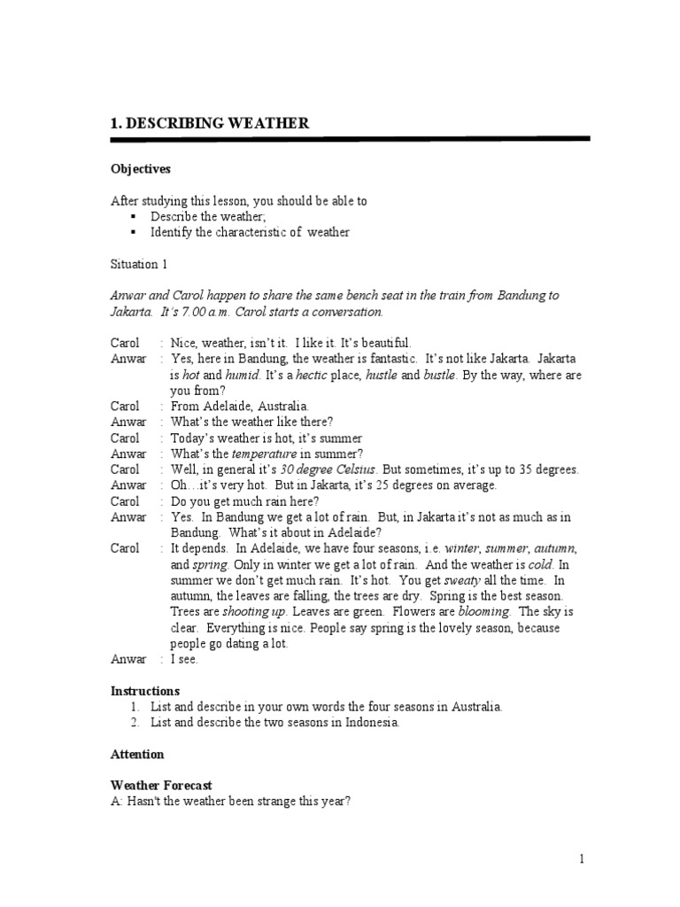 Describing Weather B 12-22 | PDF | Cloud | Weather