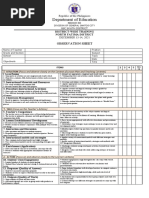 Department of Education: Observation Sheet