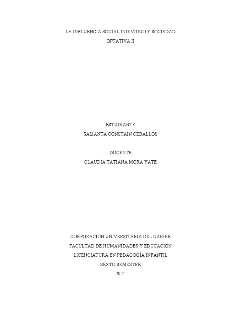 Influencia Social: Individuo y Sociedad | PDF | Ciencias sociales