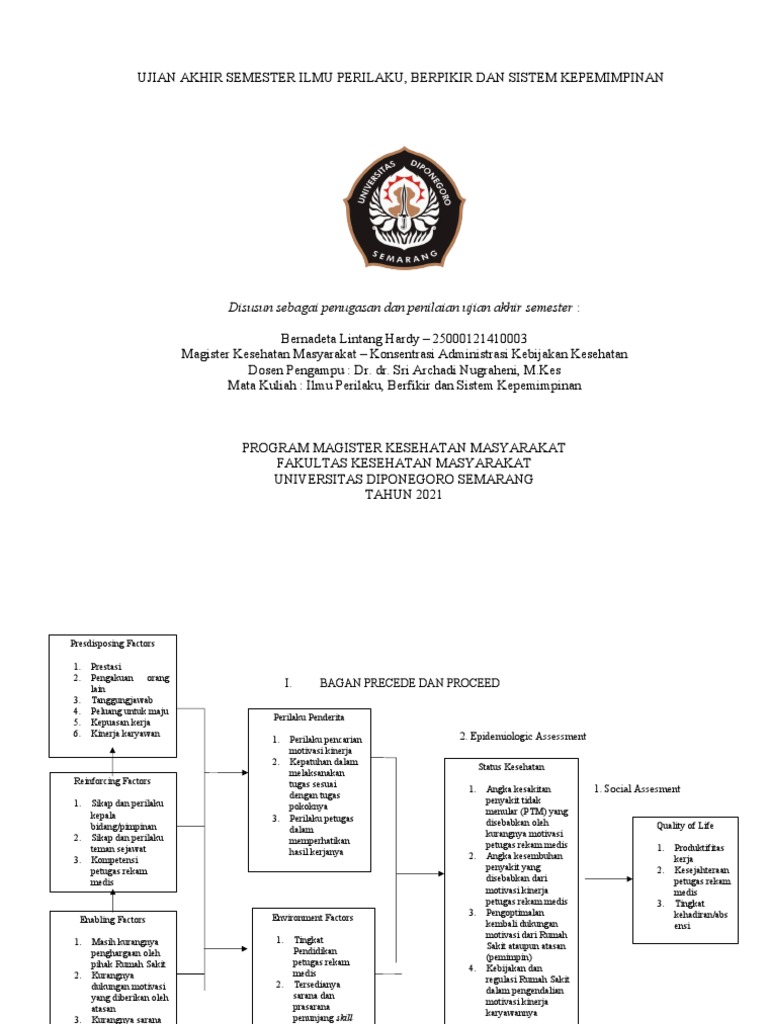 Bagan Precede Dan Proceed Menurut Teori Lawrence Green | PDF