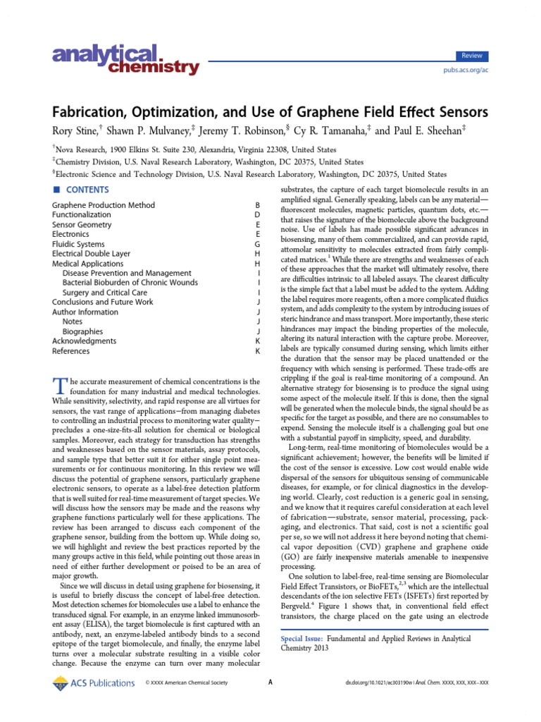 Fabrication, Optimization, and Use of Graphene Field Effect Sensors ...