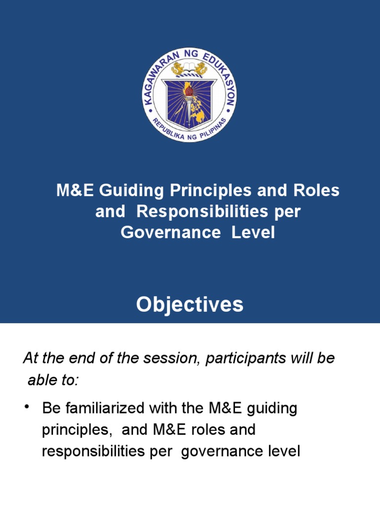 M&E Guiding Principles and Roles and Responsibilities Per Governance ...