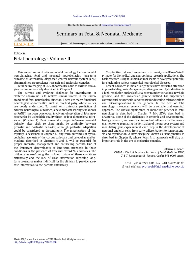 Fetal Neurology - Volume II | PDF | Neurology | Prenatal Development