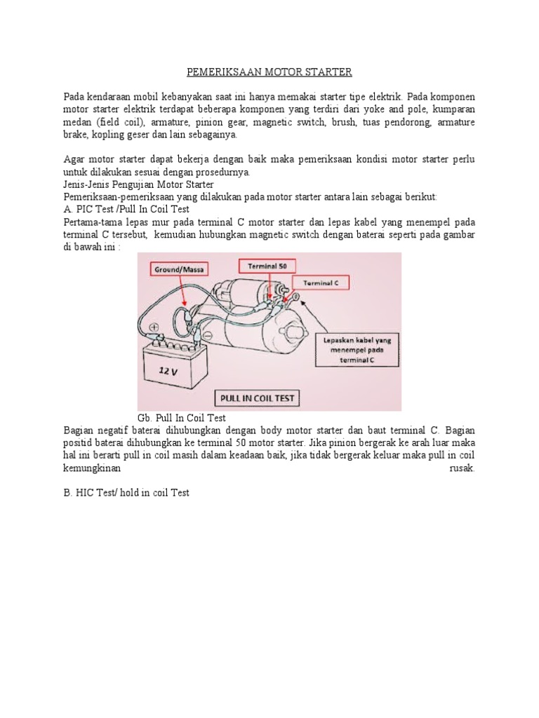 DIAGNOSING THE COMPONENTS: A GUIDE TO INSPECTING CAR STARTER MOTORS | PDF
