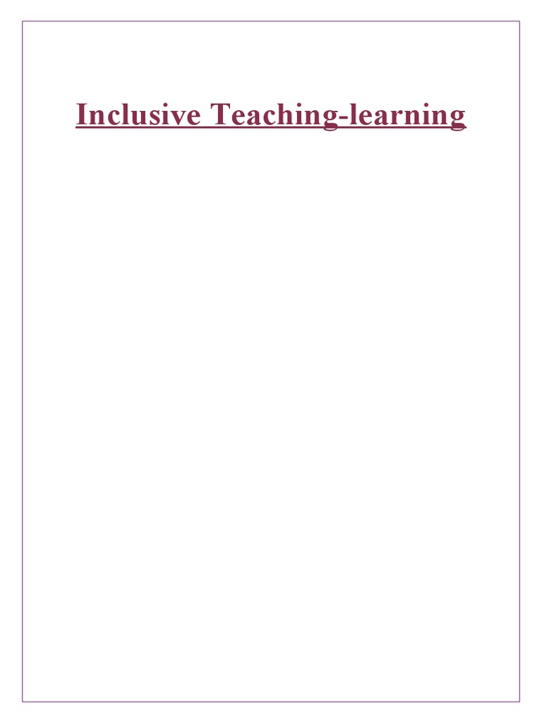 Inclusive Teaching Learning | PDF | Multilingualism | Teachers
