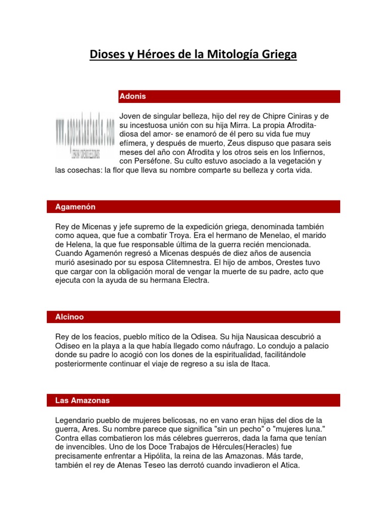 Dioses y Héroes de La Mitología Griega | PDF | Edipo | Helena de Troya