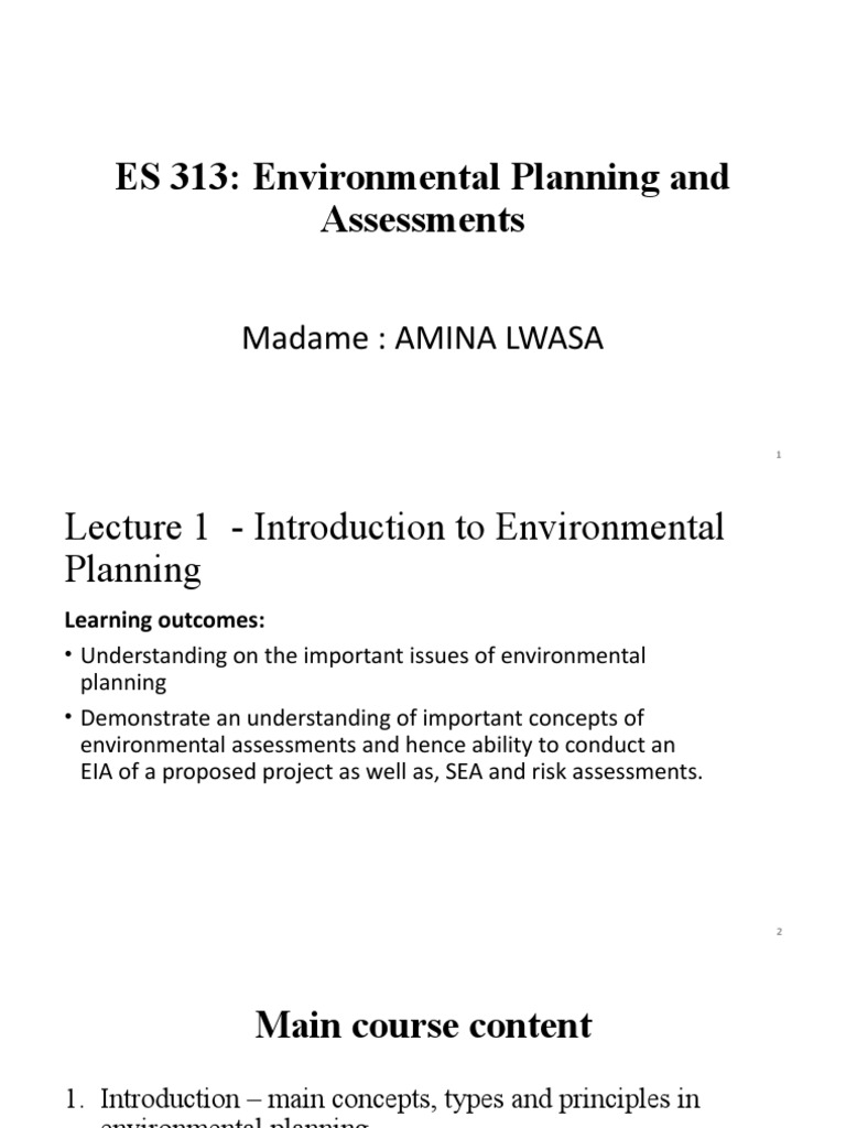 Planning Notes Lecture 1 PDF Sustainability Environmental