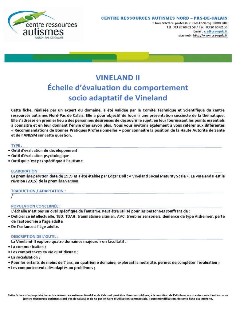 valuation-vineland-ii-pour-autisme-pdf-autisme-m-decine-clinique