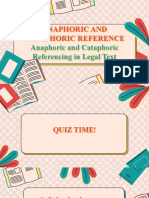 Anaphoric and Cataphoric Reference QUIZ