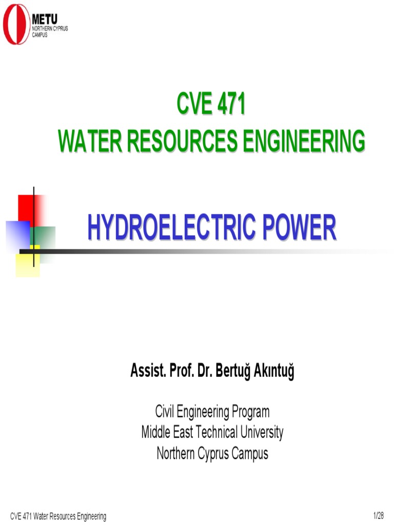 CVE471 Lecture Notes 9 Hydroelectric Power PDF Power Station