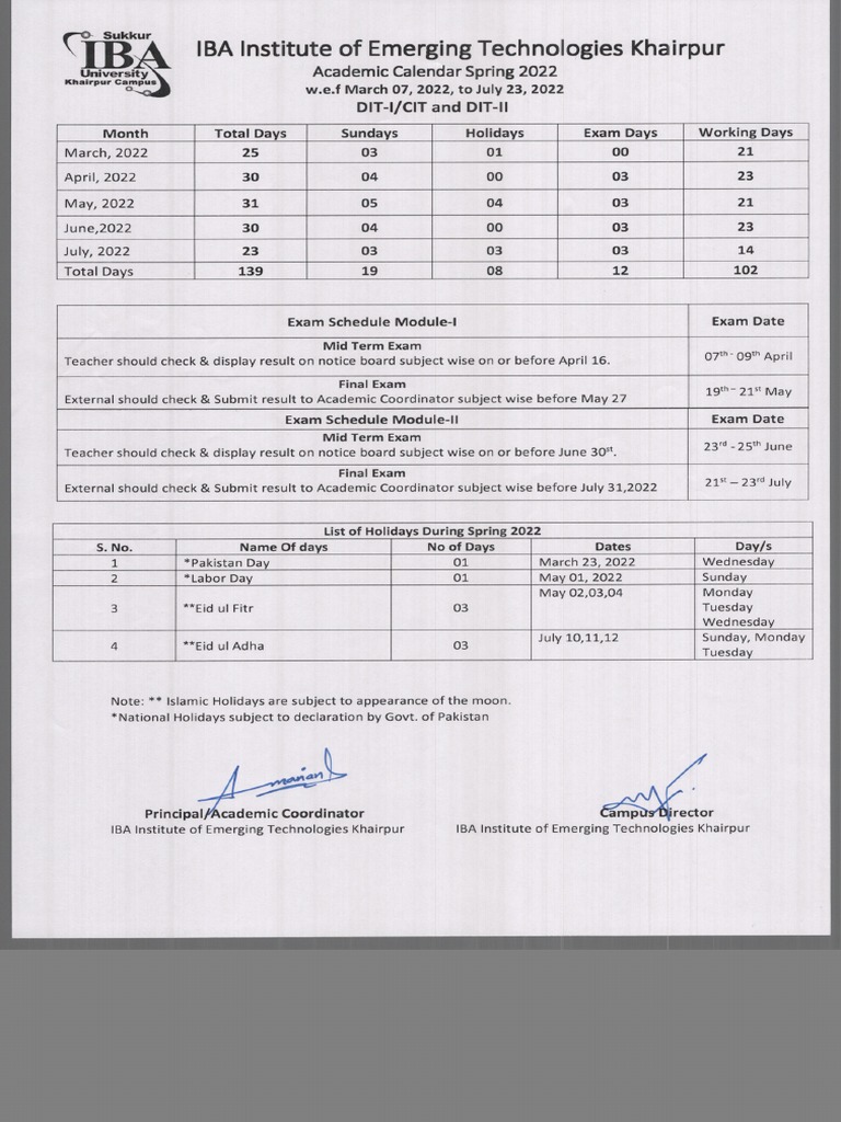 DIT Academic Calendar PDF