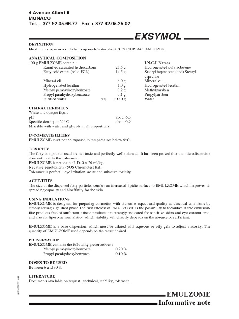 Emulzome - Informative Note | PDF | Emulsion | Water