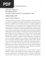 Who Is Consumer and Objectives of Consumer Protection Act, 2019