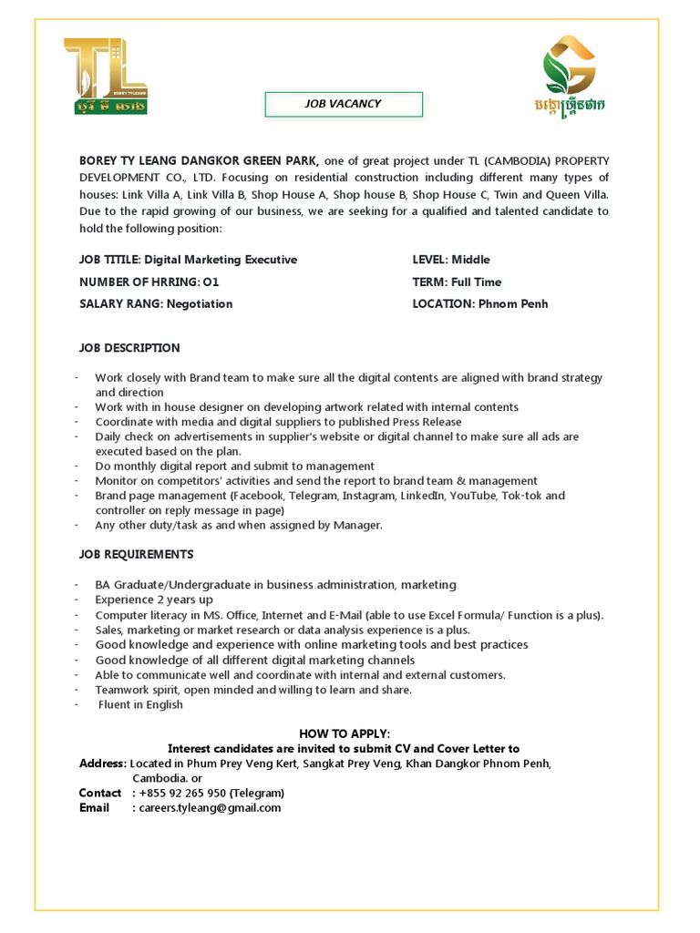 Deskripsi Pekerjaan Digital Marketing Executive: Panduan Lengkap (PDF)