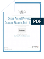 Sexual Assault Prevention For Graduate Students, Part 1 Certificate