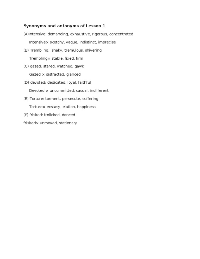 Lesson 1: Synonyms and Antonyms | PDF