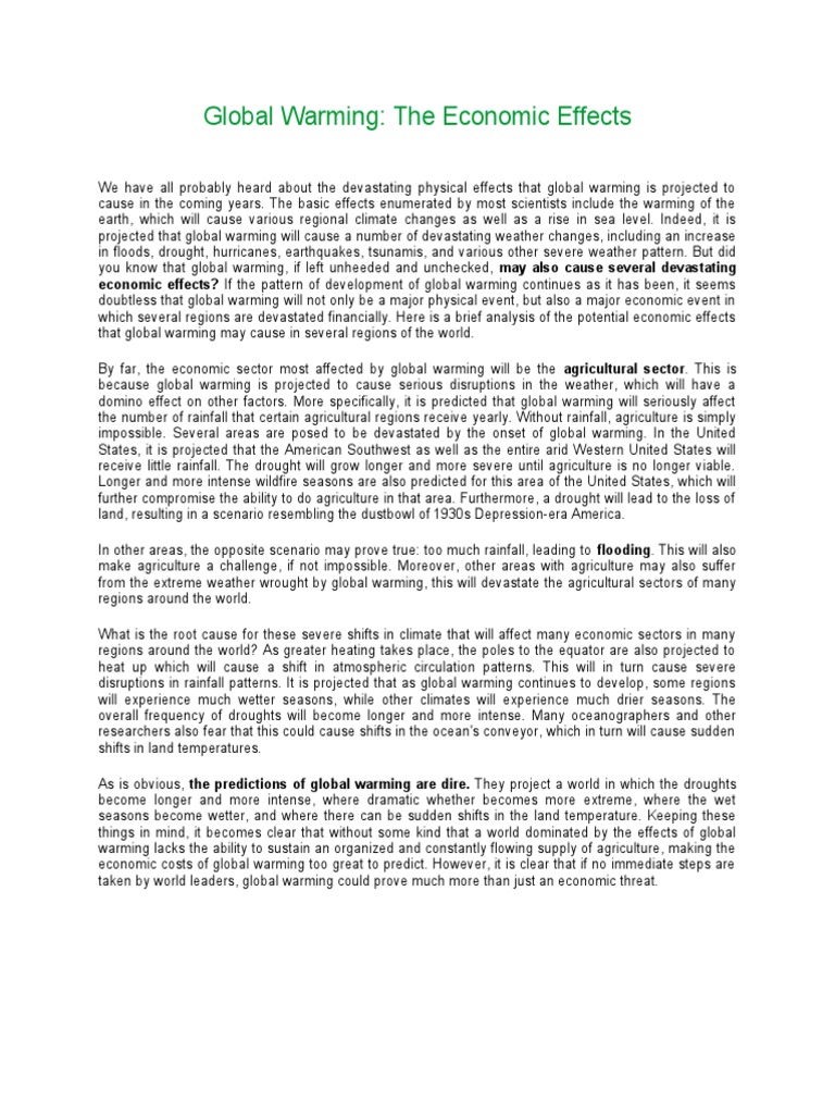 Economic Impact of Global Warming | PDF | Climate Change | Drought