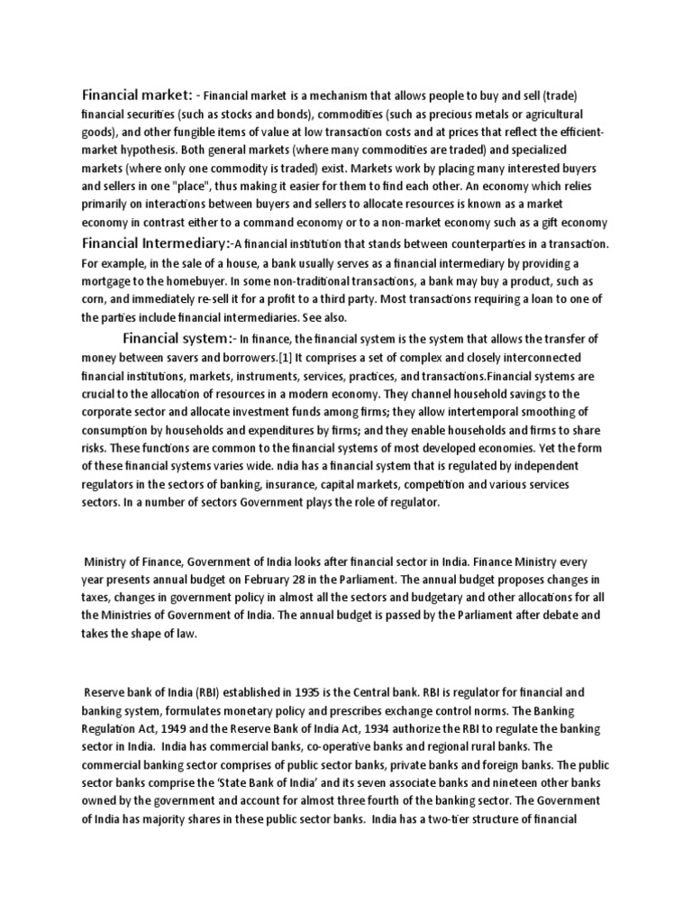 Overview of India's Financial Market System | PDF | Mutual Funds ...