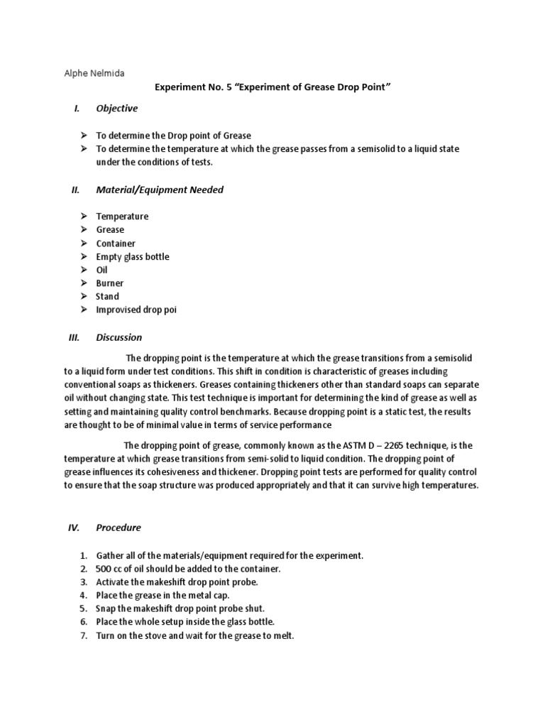 Grease Drop Point Analysis | PDF | Petroleum | Chemistry