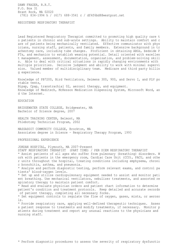 Registered Respiratory Therapist PDF Physical Therapy Medical
