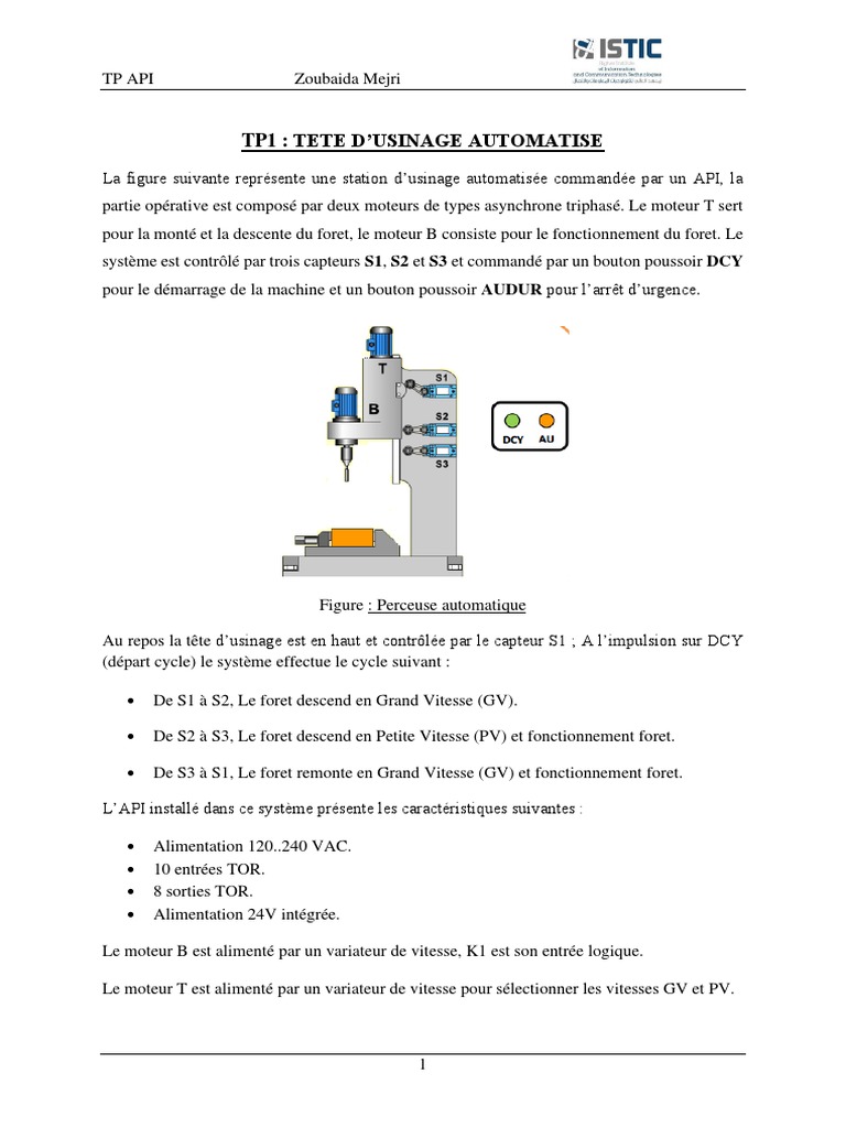 TP Automatisme : Tête d'Usinage API | PDF | Automate programmable ...
