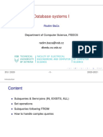 Database Systems I: Department of Computer Science, FEECS